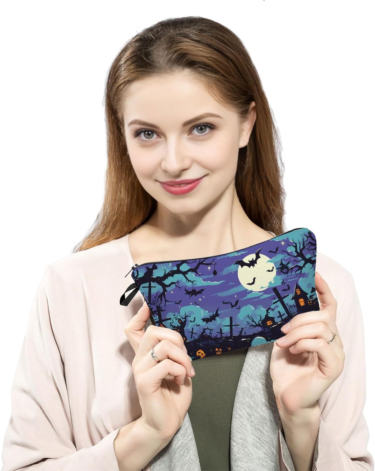 Halloween Pumpkin Print Small Cosmetic Bag image 3