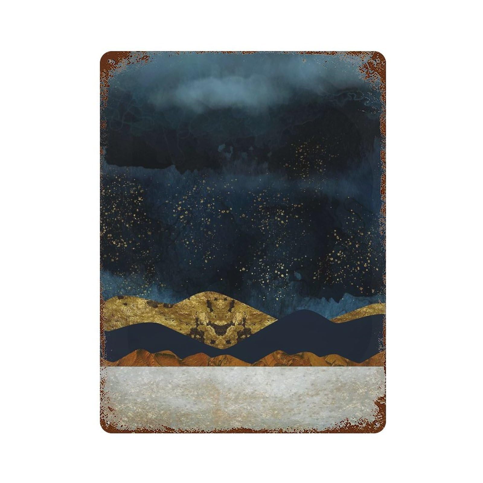 Rain 15.7"x11.8" Vintage Rust Metal Sign, Novelty Wall Decor for Living Room, Hallway And Home Decor