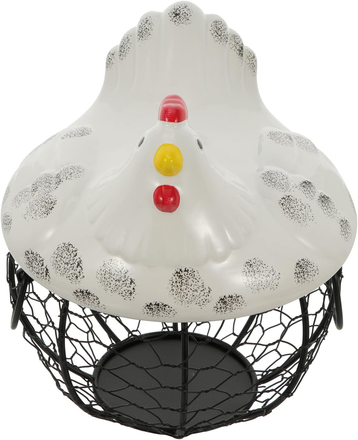 UPKOCH Chicken Shape Egg Basket Small Iron Storage Holder White Snack Basket for Kitchen Home Decor and Countertop Organization