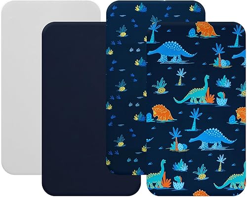 Miniatura 6 de David's Kids Paquete de 3 sábanas pequeñas para cuna, ultra suaves y cómodas, paquete N Play, para niños y niñas, ajuste universal para colchones
