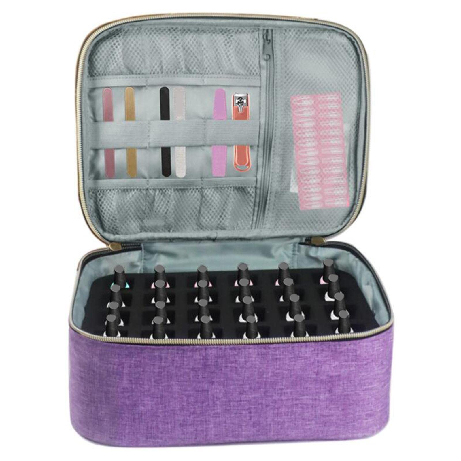 Lakier do paznokci torba przenośna na narzędzia do manicure żelowy lakier do paznokci, 2 zestaw (fioletowy), 25x20x19cm, jako opis