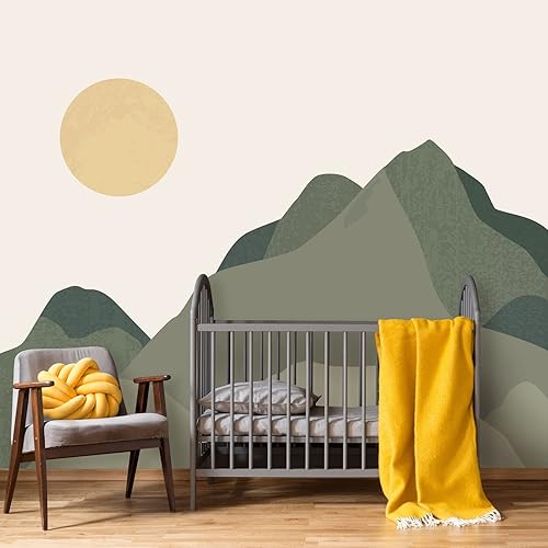 Miniatura 3 de Papel tapiz Sage Mountain, papel tapiz autoadhesivo con sol y montaña, papel tapiz autoadhesivo (1 rollo de 24 pulgadas de ancho x 144 pulgadas de