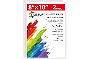 Simetufy 8x10 Inch Gesso Boards for Painting- 2 Pack Blank Canvas Panels