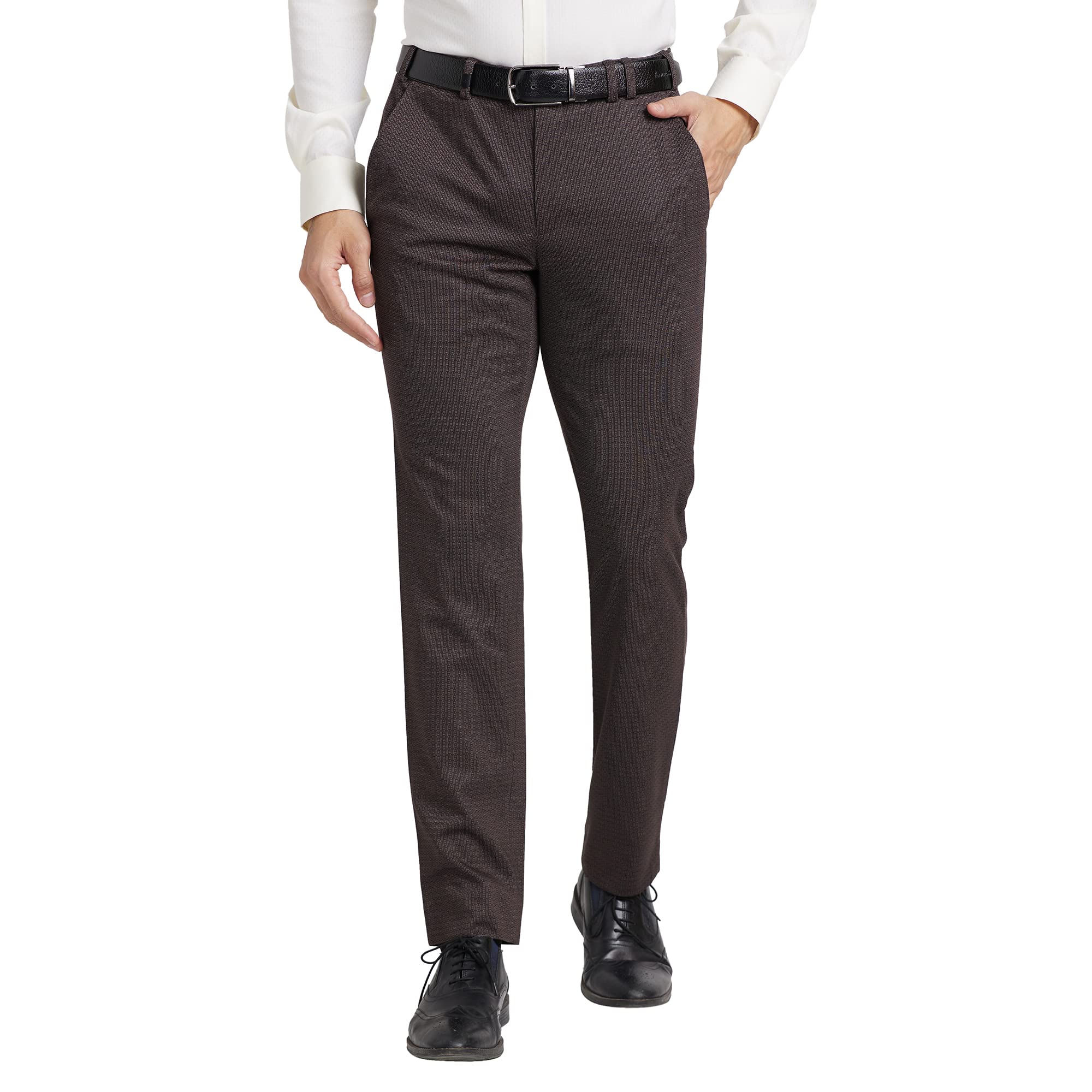 park avenue Men's Terry Rayon Blend Print Pattern Active Fit Flat Front Formal Trouser-picture-18