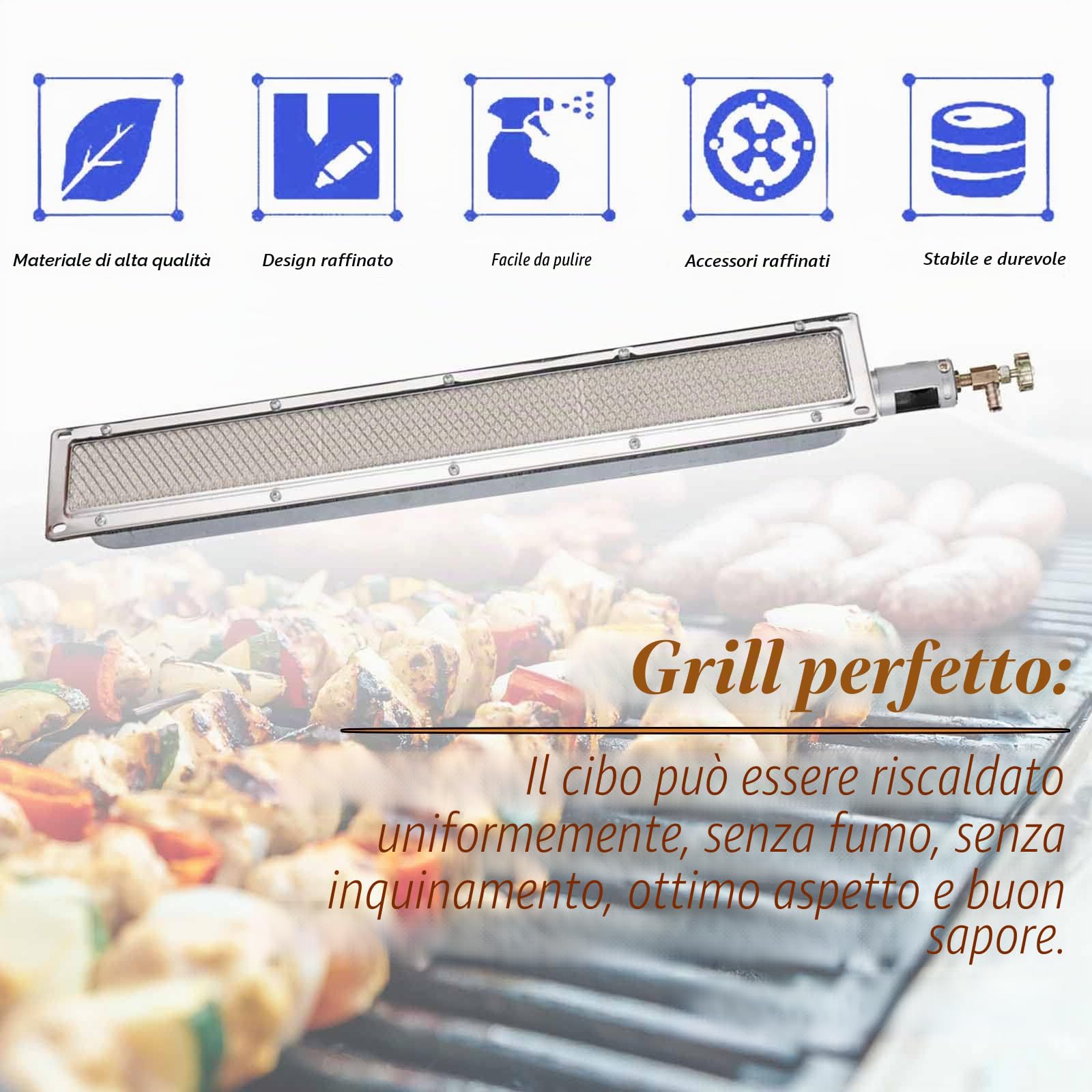 MECCTP Barbecue a Gas z Palnikiem na Podczerwień Grill Element Grzejny Ceramiczny