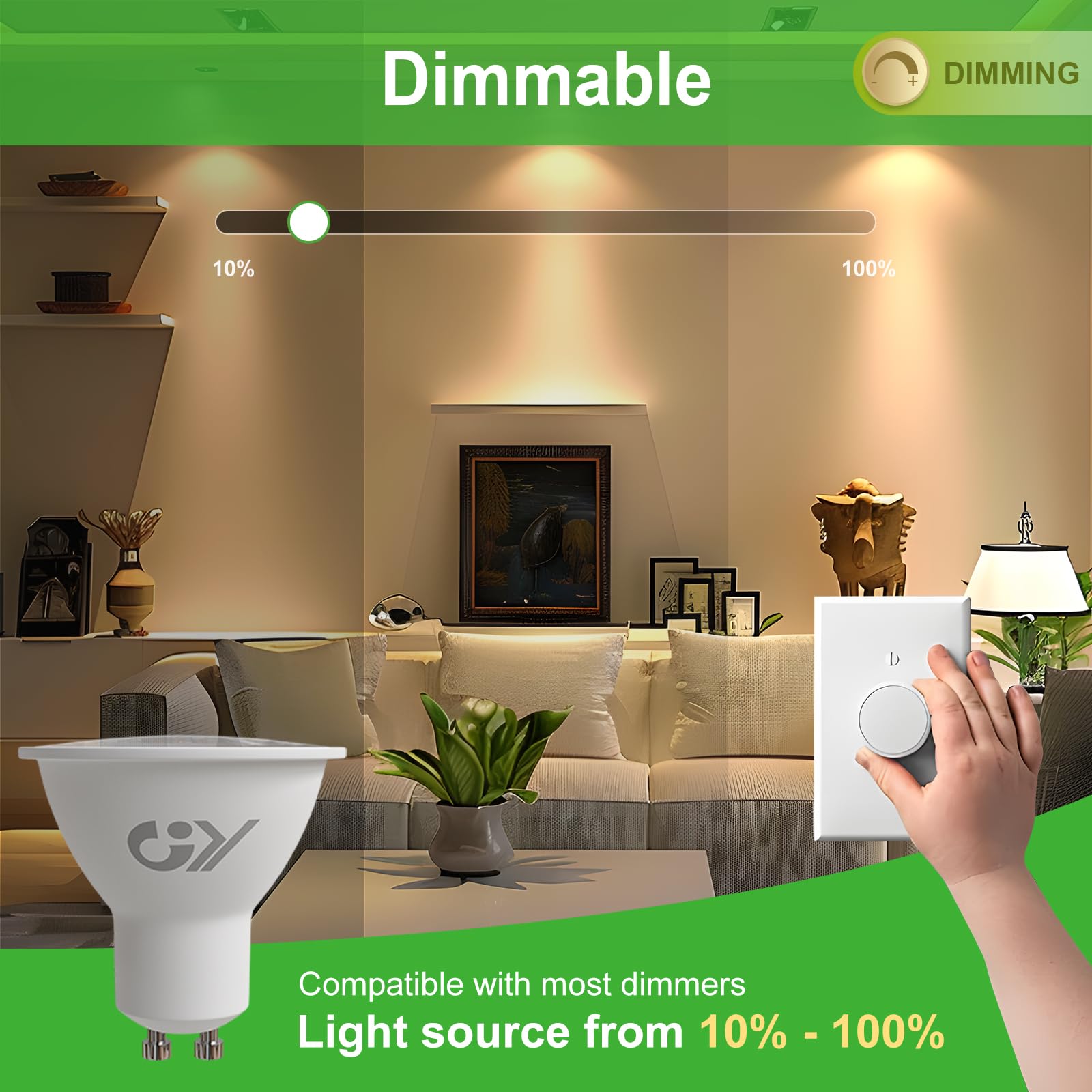 GY Dimmable GU10 Cool White 790 Lumen High Energy Efficiency LED Bulbs,4.9W 6500K 120° Wide Beam Angle Energy Saving Lamp - Image 2