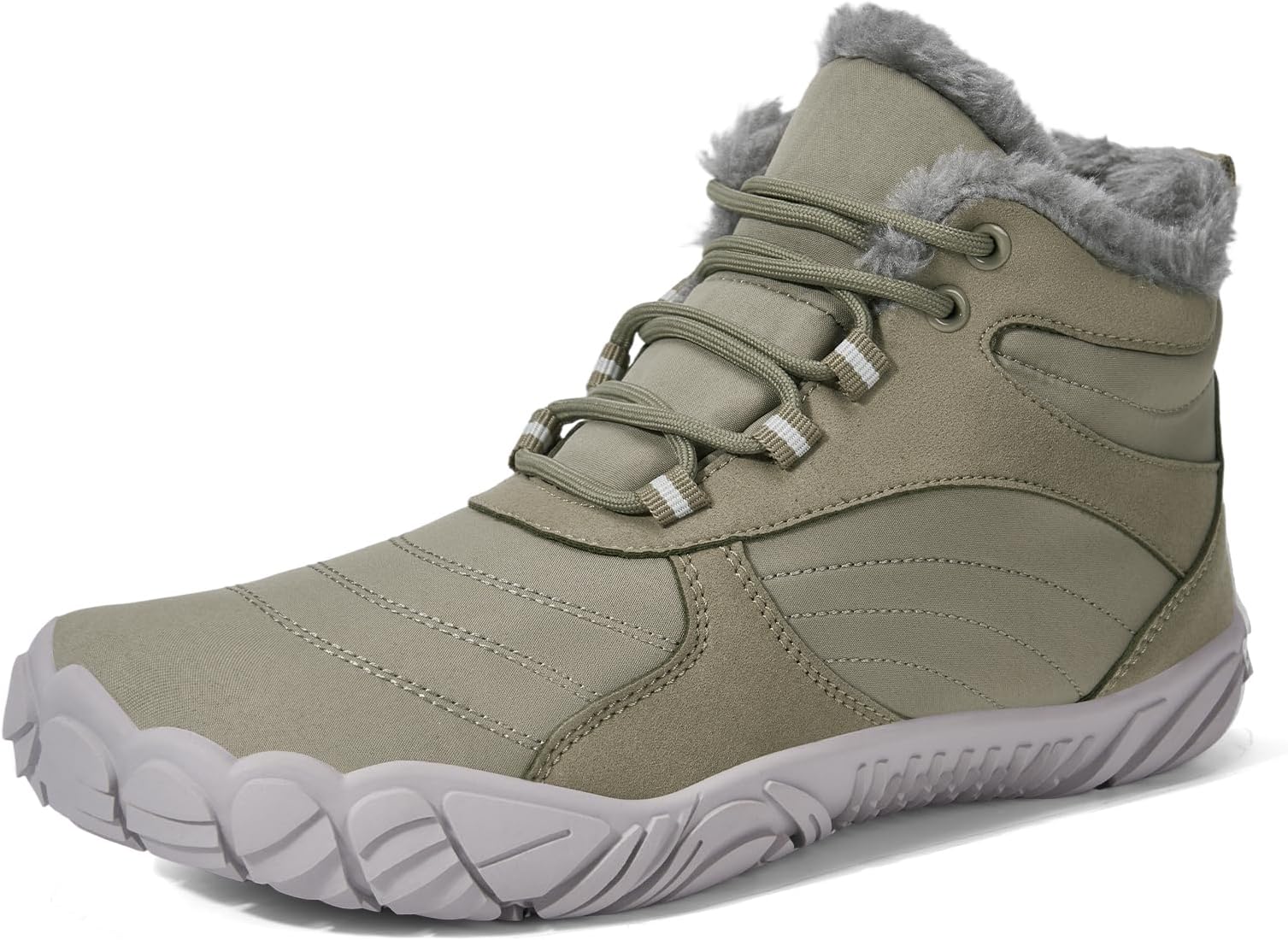 Barefoot Boots Women Men Fur Lined Winter Barefoot Shoes Water-Repellent Hiking Snow Boots Minimalist Wide Toe Box Ankle Booties