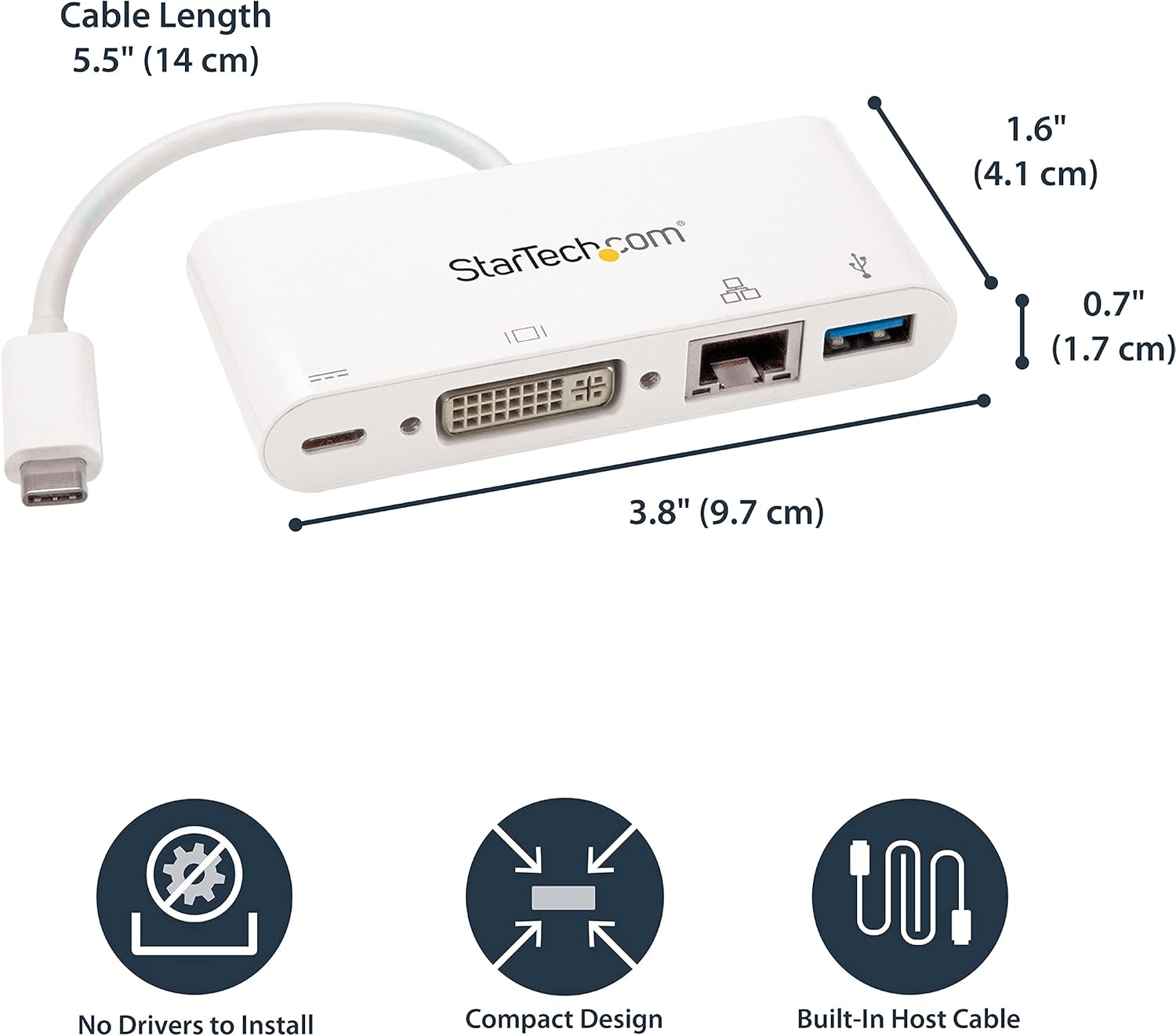 Limited Stock StarTech.com USB C Multiport Adapter - USB-C to DVI-D (Digital) Video Adapter with 60W Power Delivery Passthrough Charging, GbE, USB-A - Portable USB Type-C/Thunderbolt 3 Mini Laptop Dock (DKT30CDVPD) Authentic Crazy Deals StarTech.com USB C Multiport Adapter - USB-C to DVI-D (Digital) Video Adapter with 60W Power Delivery Passthrough Charging, GbE, USB-A - Portable USB Type-C/Thunderbolt 3 Mini Laptop Dock (DKT30CDVPD)