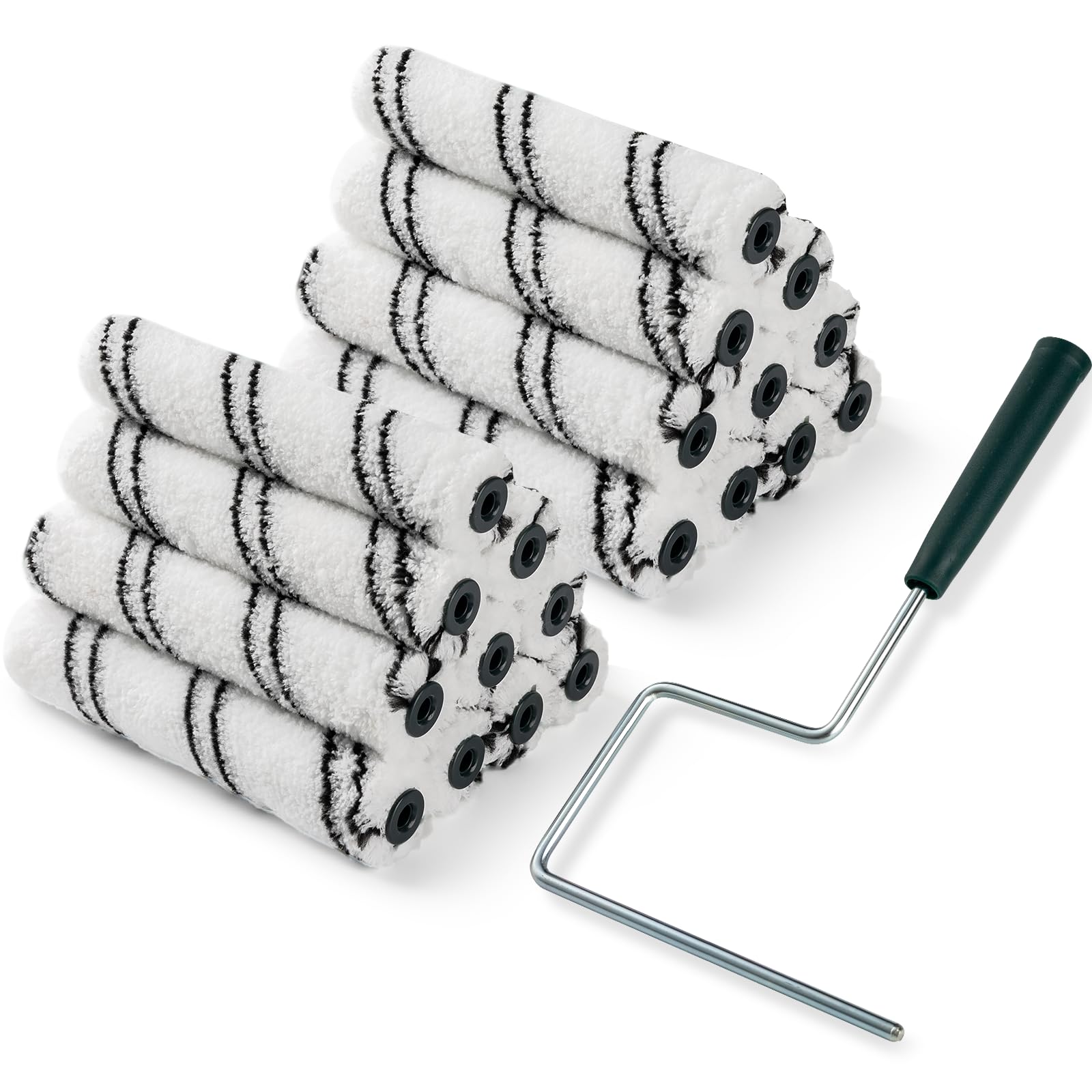 CoatPro Twools Paint Roller Covers, 20 Pack 6 Inch Microfiber Paint Roller (3/8 Inch Nap) with Anti Rust Metal Roller Frame, Suitable for Wall and