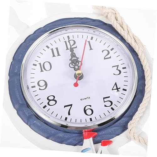 Miniatura 8 de SEWACC Reloj de pared estilo mediterráneo, rueda de barco, reloj de pared, tema de mar, rueda náutica, timón, dirección, decoración para colgar en