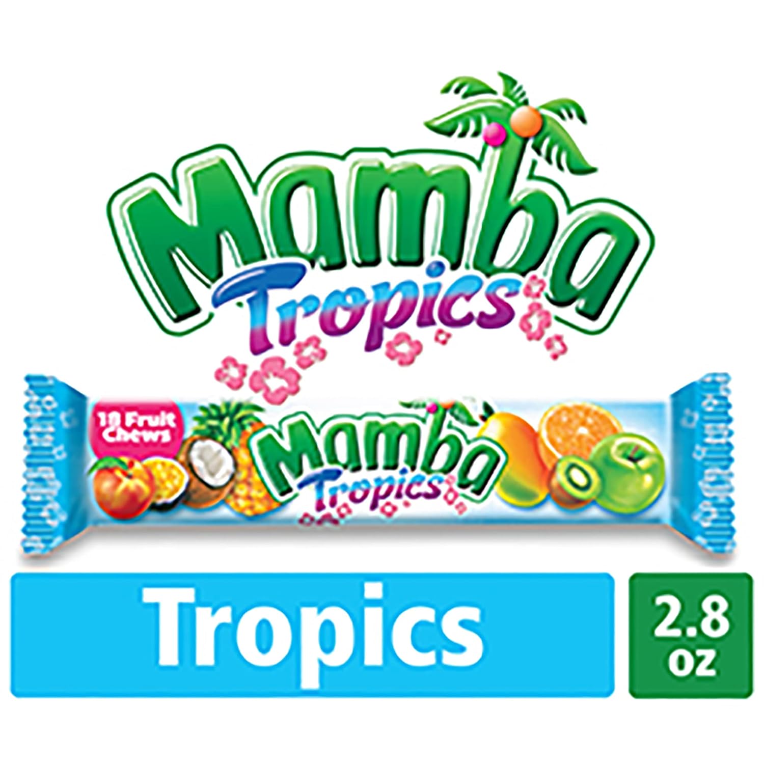 Mamba Tropics Fruit Chews Candy, 18 Pieces (Pack of 24)