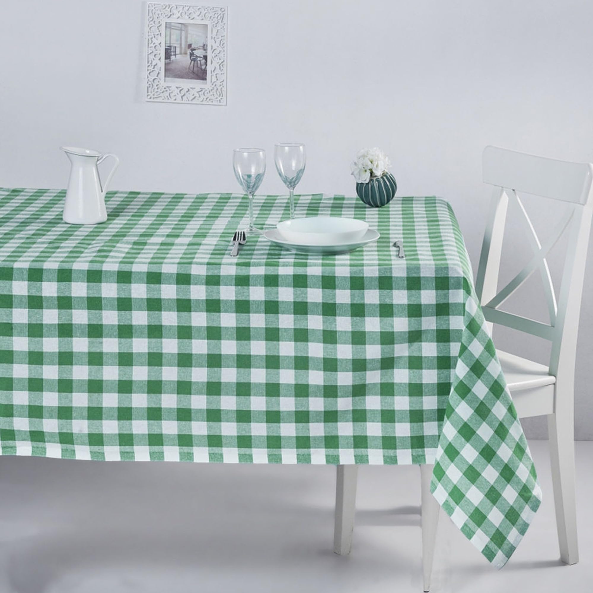 WELL HOME MOBILIARIO & DECORACIÓN Black Check Tablecloth 160 x 160 cm