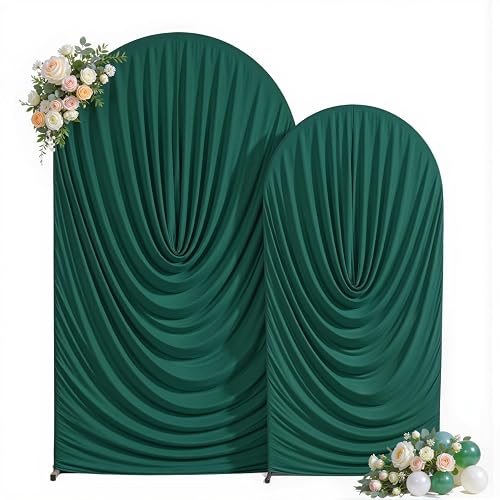 Hunter Green Draped Arch Backdrop Covers 7.2 and 6 FT,