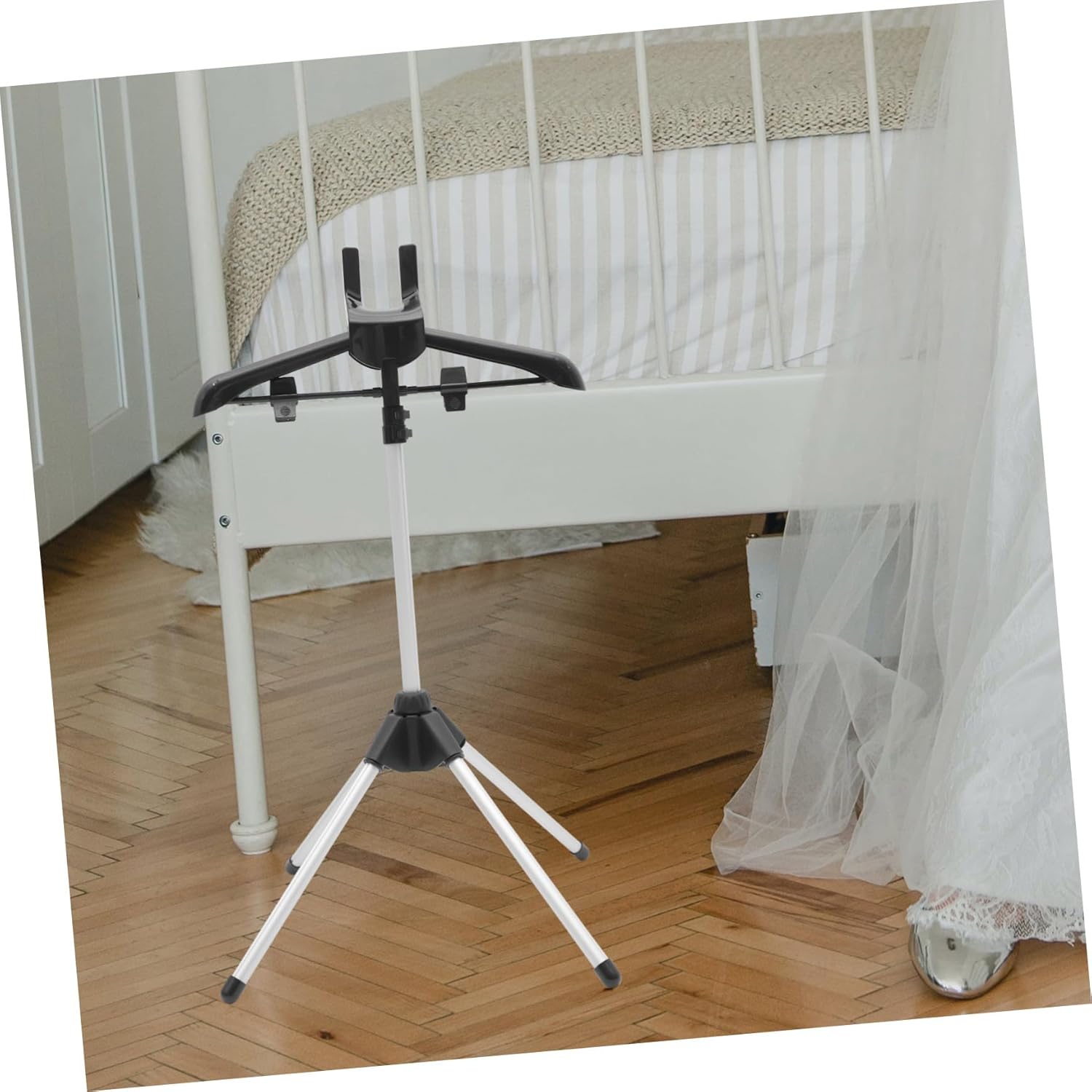 Unomor 1Set Foldable Garment Steamer Hanger with Adjustable Clothes Drying Rack and Handheld Ironing Glove Lightweight Floor-Standing Clothes Stand for Indoor Steam Laundry and Coat Drying