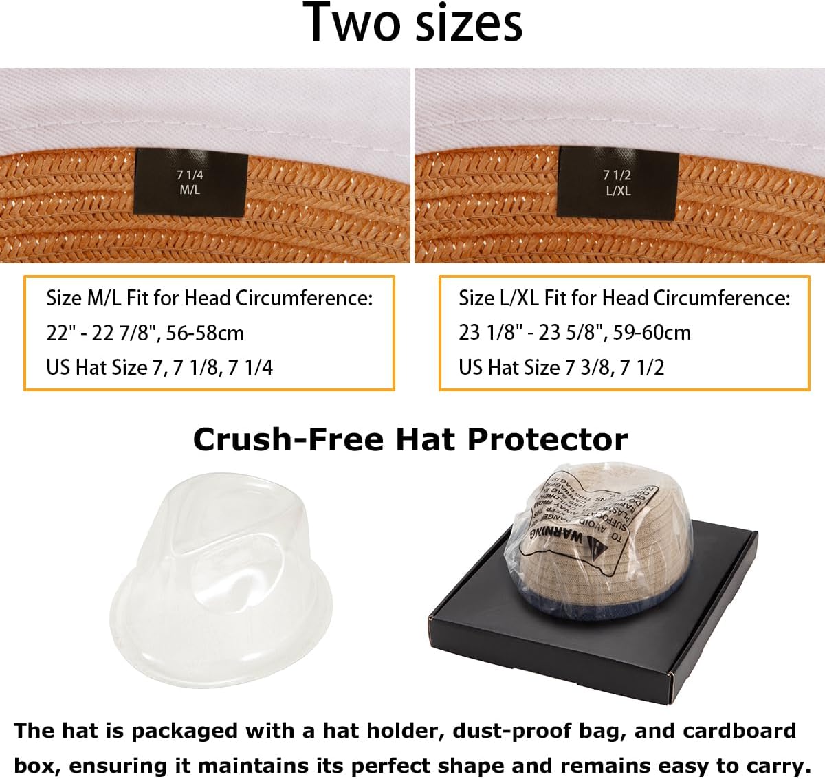 Straw Trilby Hat for Men - Summer Sun Fedoras Travel Beach Panama M/L and L/XL, Adjustable - Image 2