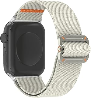 سوار حلقي مضفر من النايلون خفي ومتين وسهل التركيب مقاس 42/44/45/46/49 ملم، متوافق مع ساعات اي ووتش 1/2/3/4/5/6/7/8/9/10 SE الترا/الترا 2 من في فولت (لون رمادي)