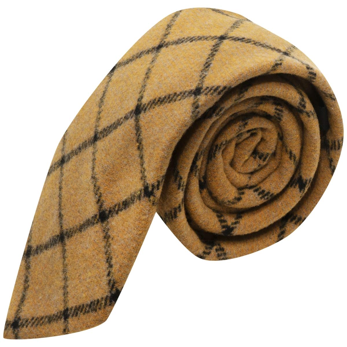 King & PrioryHoney Brown Birdseye Weave Check Tie
