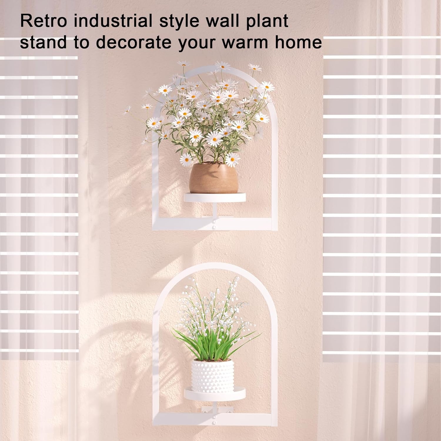 Flenpptly Wall Plant Holder, Wall Planter for Indoor Plants, Window Plant shelves for Multiple Plants Indoor Outdoor, Framed Plant Holder for Home Decor (3 Pack)