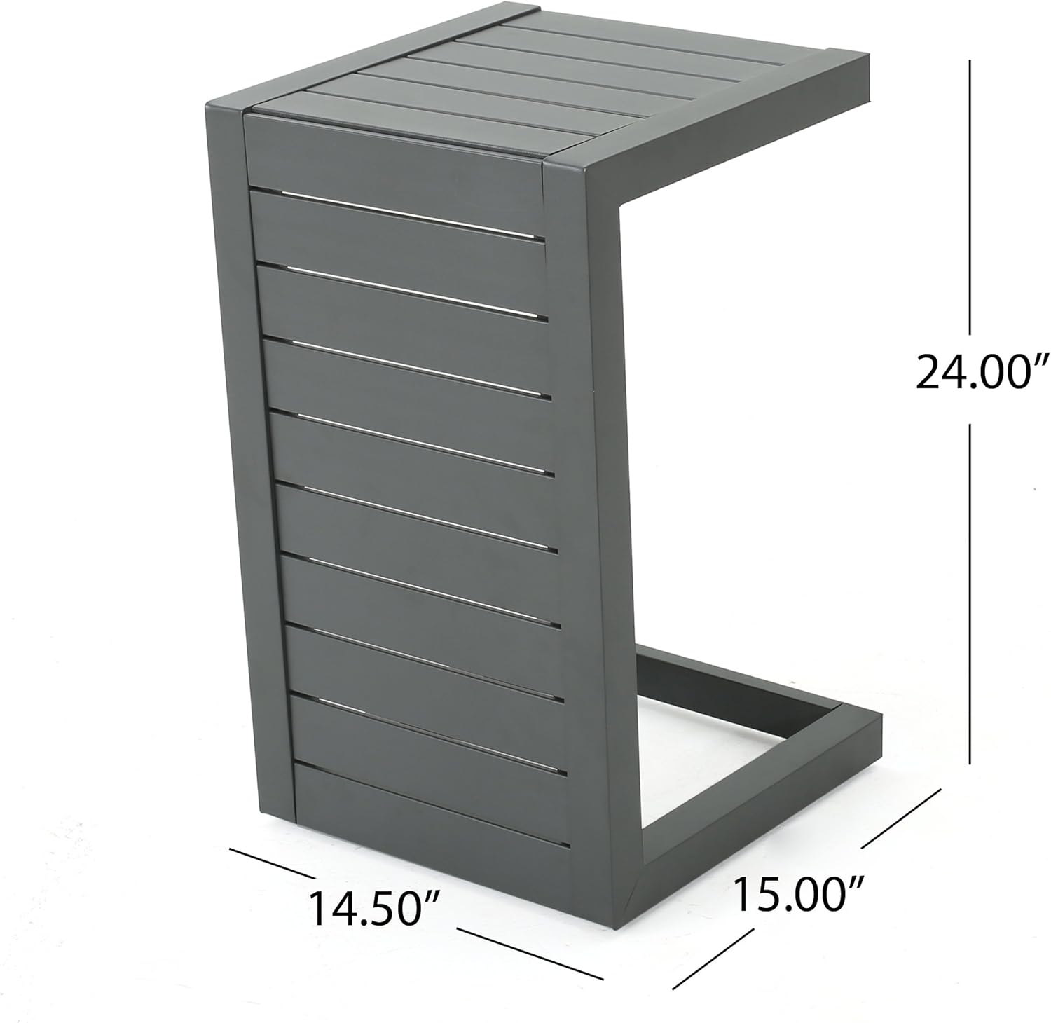 Christopher Knight Home Cape Coral Outdoor Aluminum C-Shaped Side Table, Grey : Everything Else