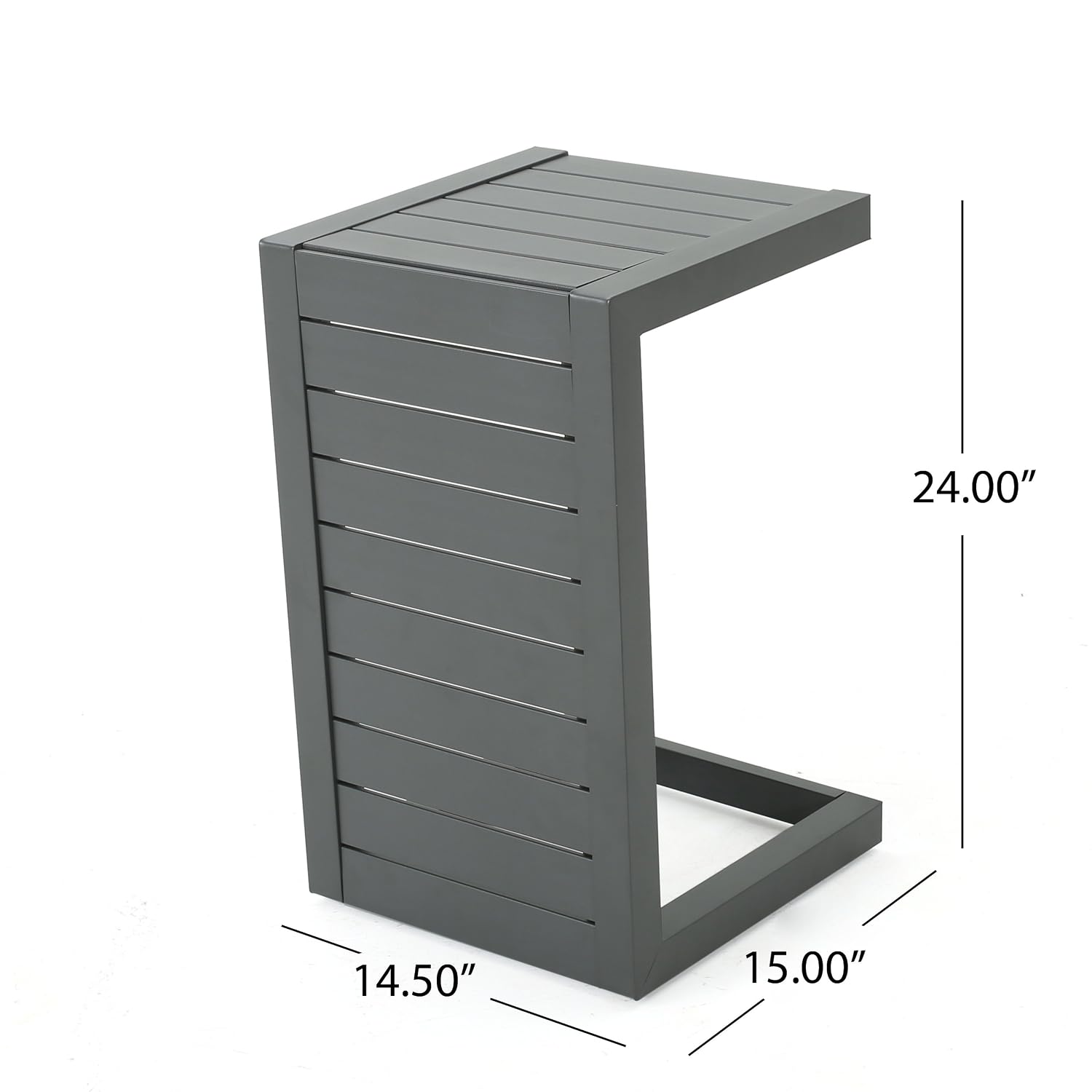 Christopher Knight Home Cape Coral Outdoor Aluminum Chaise Lounge and C-Shaped Side Table, Grey / Dark Grey