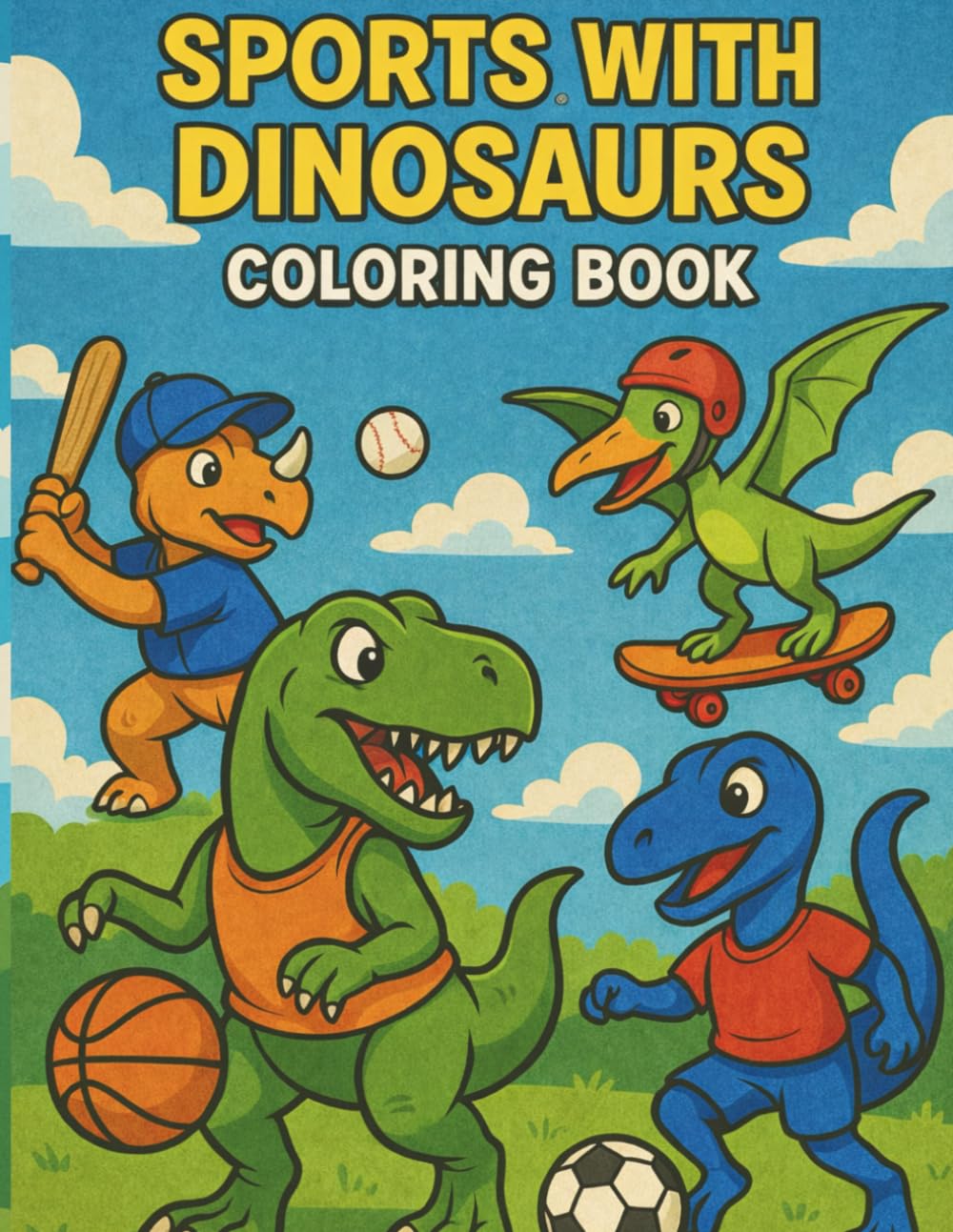 Sports with Dinosaurs Coloring Book