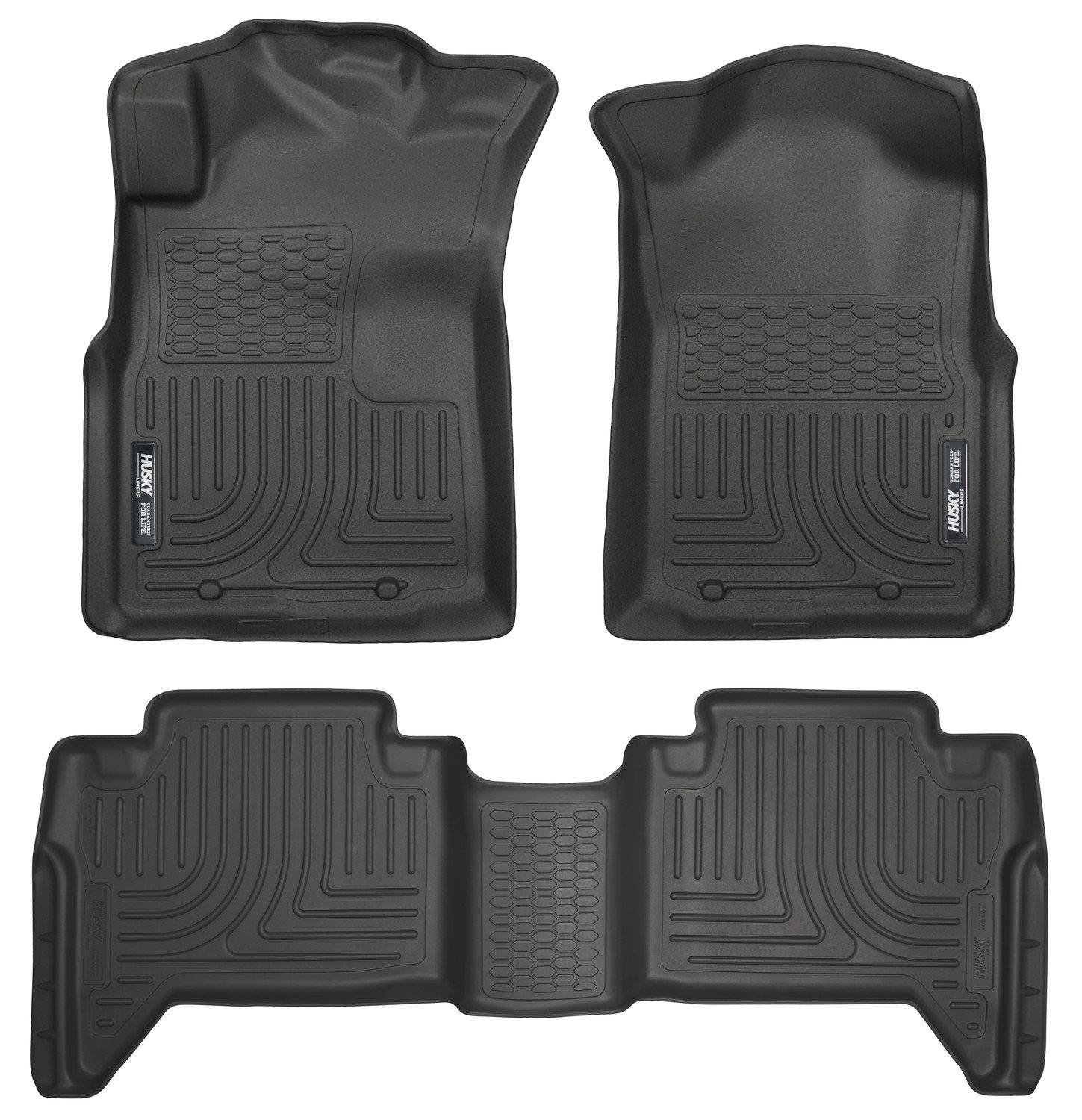 Husky Liners Weatherbeater | Fits 2005-2015 Toyota Tacoma Double Cab, Front & 2nd Row Floor Liners (Footwell Coverage) - Black, 3 pc. | 98951
