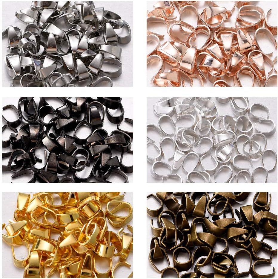 300pcs Mixed Metal Pinch Clip Clasp Bail Finish Necklace Clasps Pendant