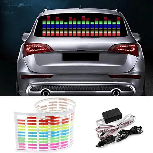Sonido Música Activar Sensor Coche Auto Pegatina LED Ecualizador Luz Resplandor Luz LED Audio Voz Ritmo Lámpara (Multicolor, 35.4x9.8 in)