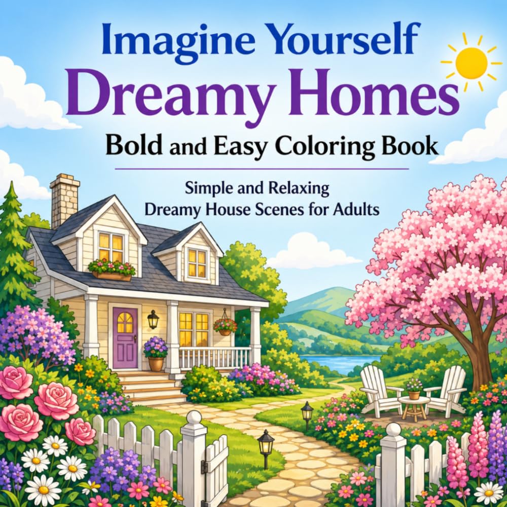 Imagine Yourself Dreamy Homes Bold and Easy Coloring Book: Simple and Relaxing Dreamy House Scenes for Adults (Imagine Yourself Coloring Series)