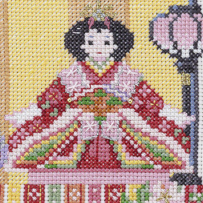 ホビーラホビーレクロスステッチ完成品　ひな祭りの彩り クロスステッチフレーム＜ひな祭りの彩り＞ | リバティ 生地、編み物