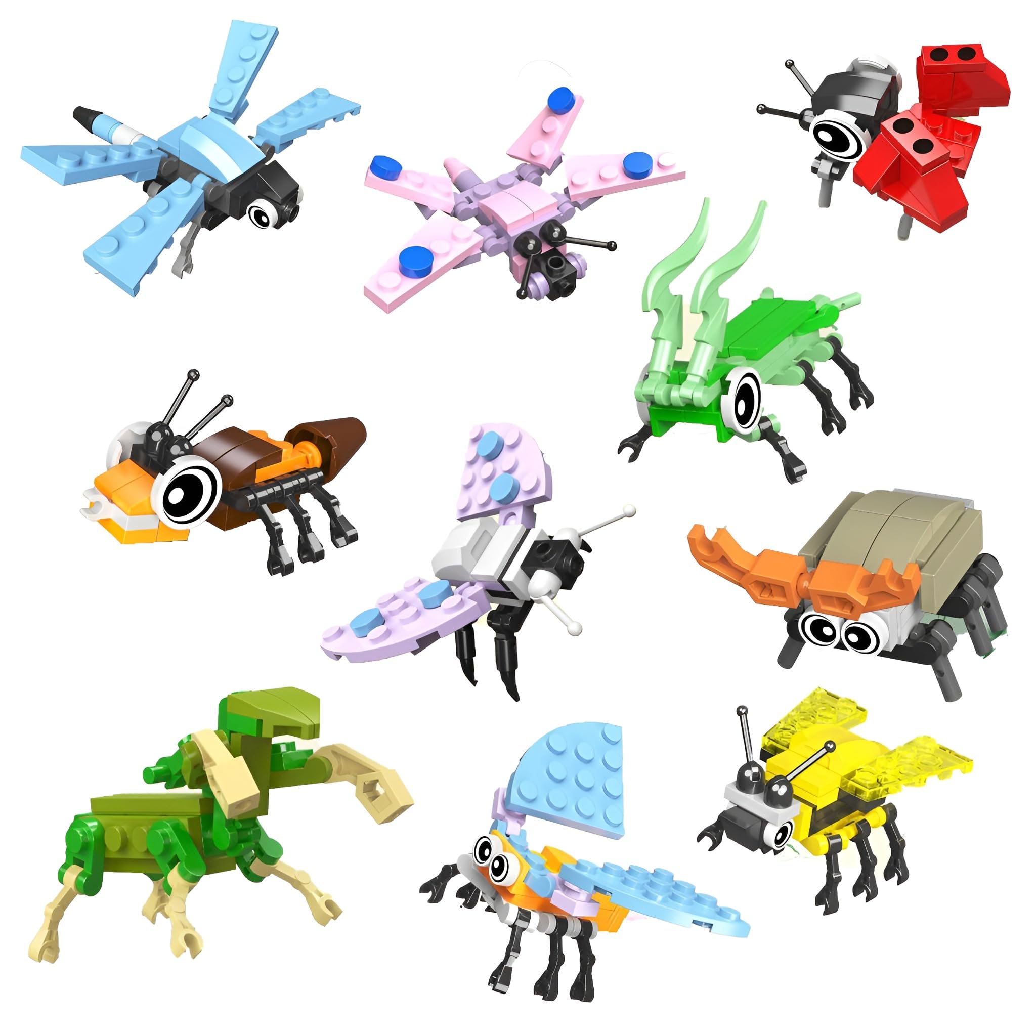 Cute Insect Building Blocks Set – 720PCS Animal Bricks Kit with Butterfly, Dragonfly and 10, Classroom Reward, STEM Eduaction Toy, Home Office Decor, Creative Gift for Child Age 6+