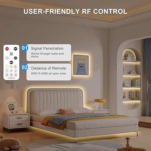 Miniatura 3 de Tira de luz LED COB de 32.8 pies con control remoto, 2700K Ra93+ regulable blanco cálido brillante luz LED COB tira de luz blanca para espejo,