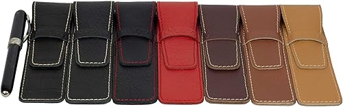 Miniatura 6 de Soporte para bolígrafo de cuero grueso de búfalo de grano completo, color rojo búfalo