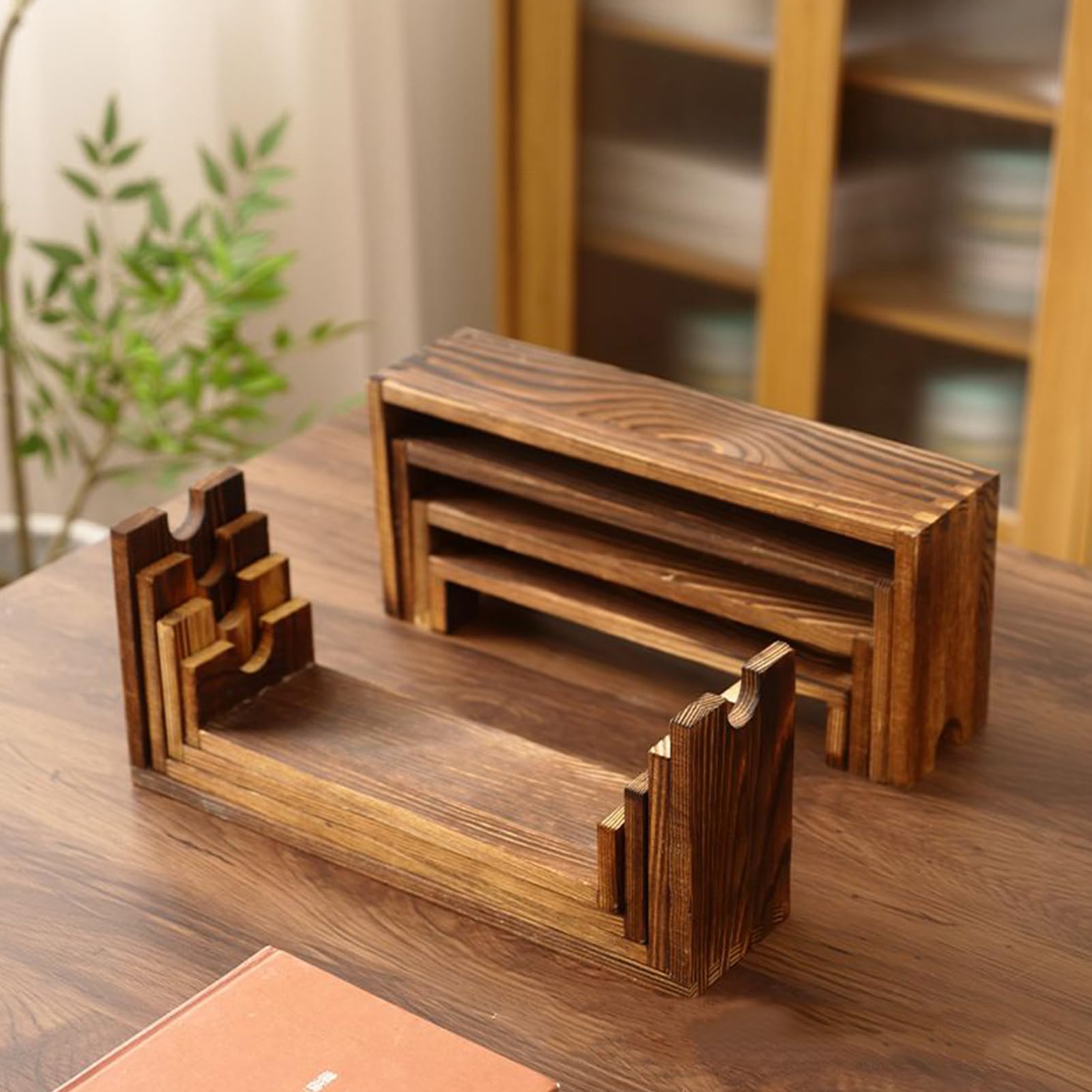 Estantes Elevadores | Estanterías De Madera Para Postres Y Exhibición - Juego De 4 Bases Para Cupcakes Para Mostrador Cocina Escritorio Decoración Hogar Perfumes Velas Especias