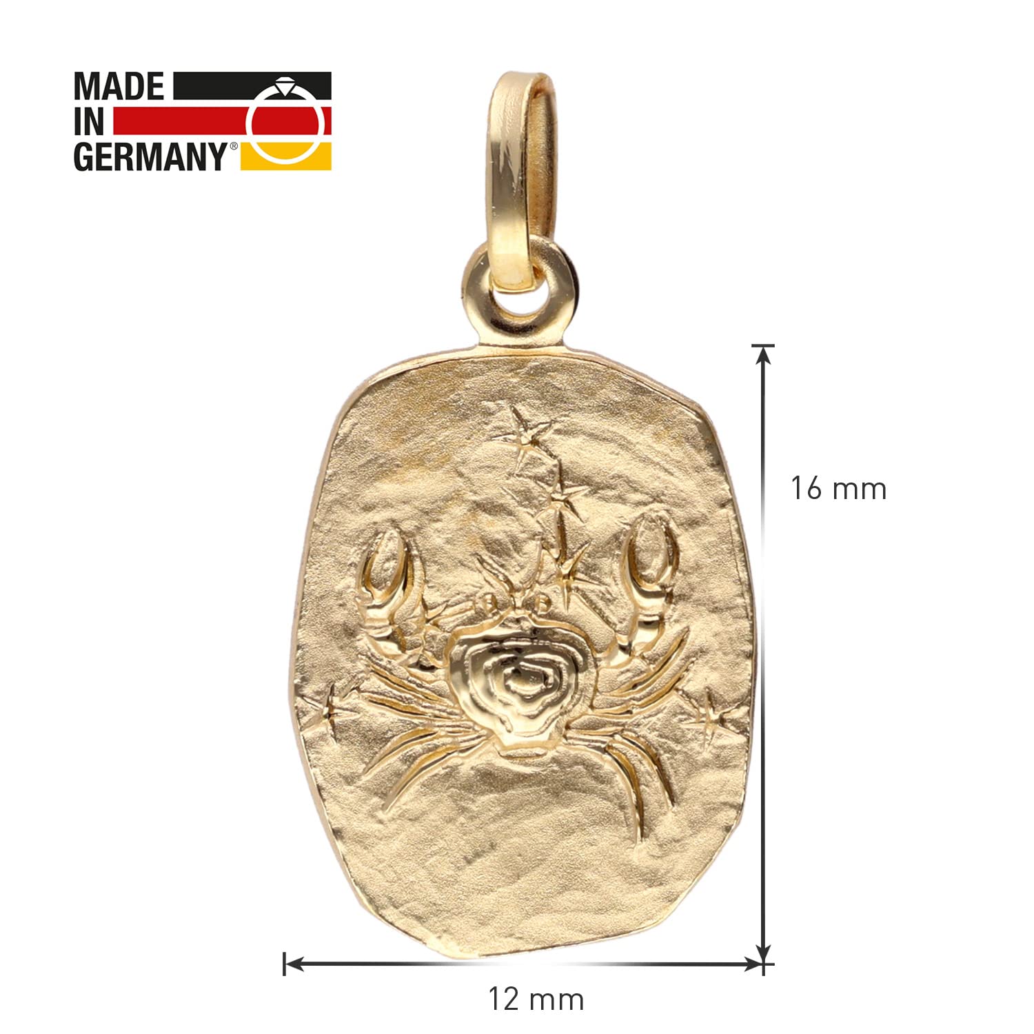 trendor Krebs Sternzeichen Gold 333 / 8K mit vergoldeter Silberkette
