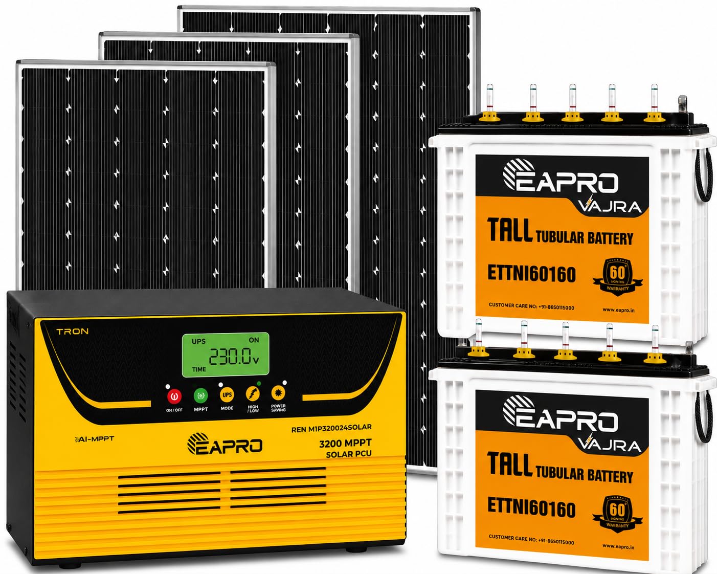 EAPRO Tron 3200 MPPT Solar PCU Combo with 2 x 150Ah Tall Tubular Batteries and 3 x 550W-580W Solar Panels-picture-13