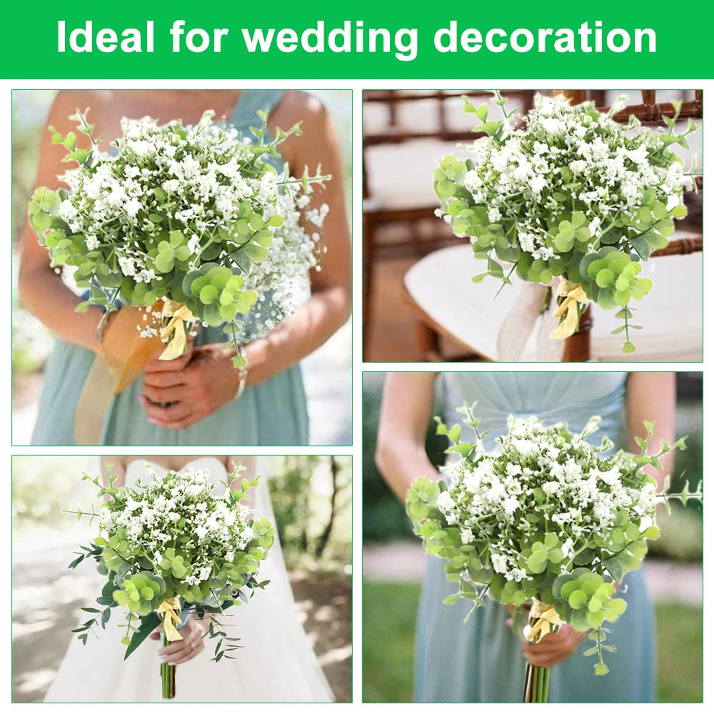 HUAESIN 4pcs Gypsophile Artificielles Fleurs Bouquet Plante Artificielle Rouge Décoration Mariage Maison Fête Composition Florale Noël Thanksgiving Halloween