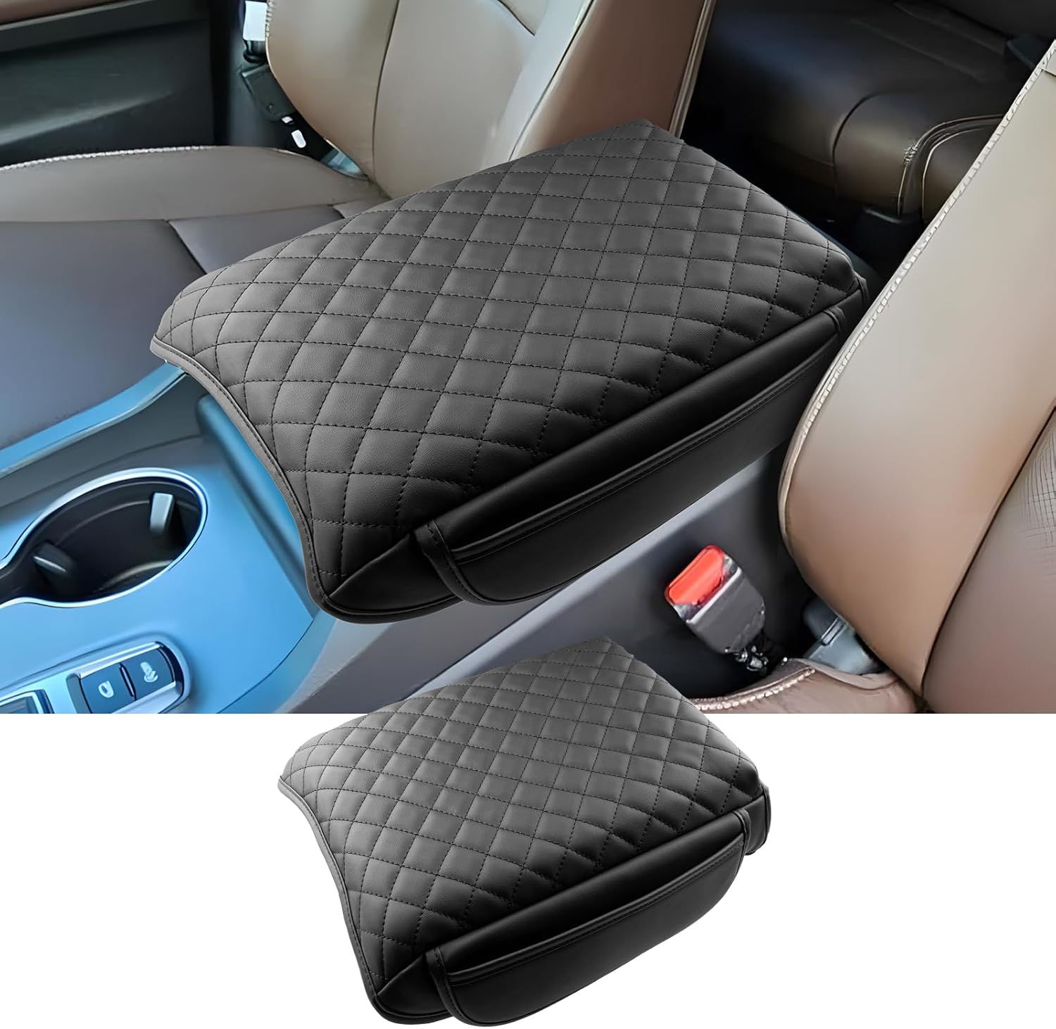 2024 2025 2026 Passport Center Console Cover for Honda Passport (RTL/TrailSport/EX-L/Black Edition), Cushion &Comfy Leather Armrest Cover 2025 2026 Passport Accessories (Padded)