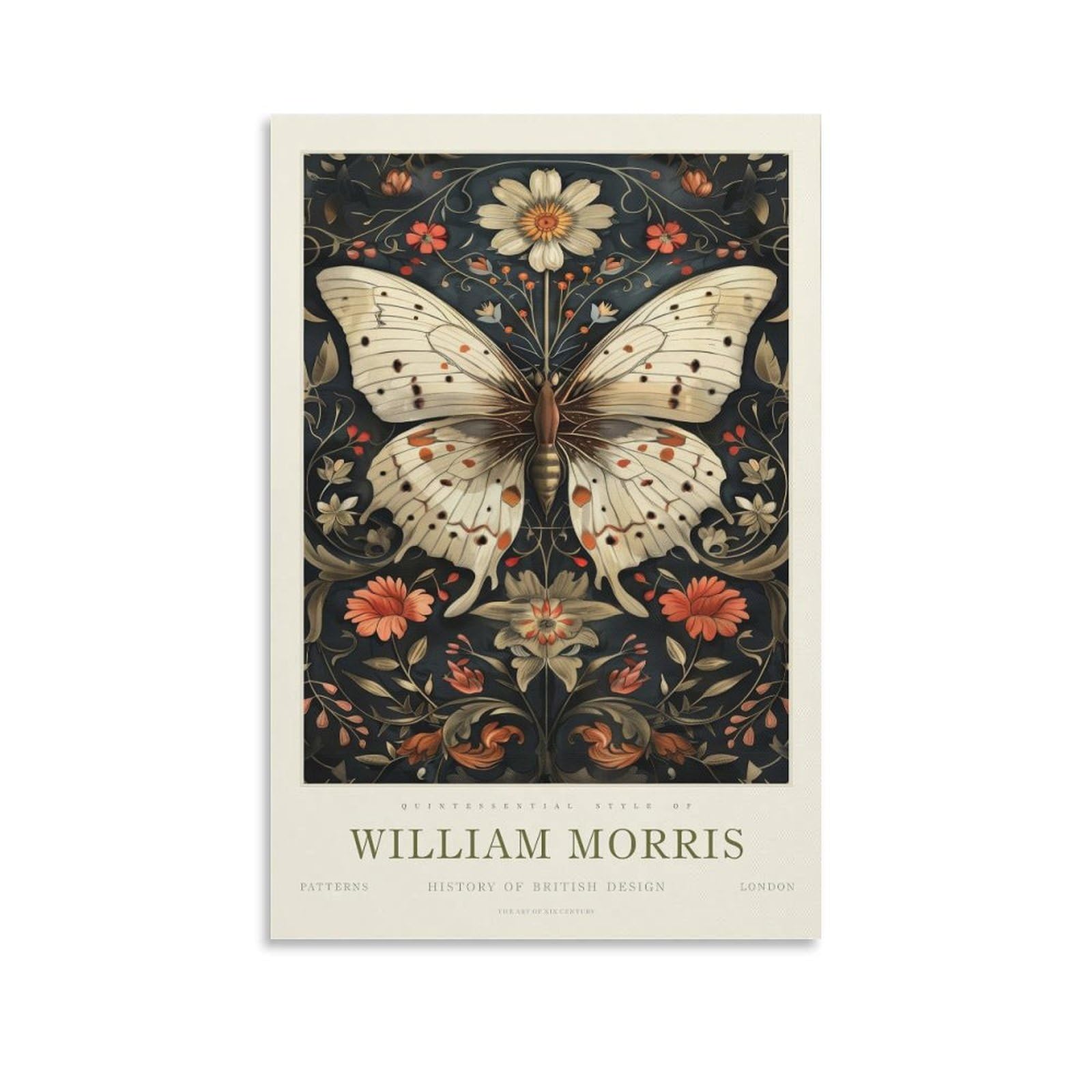 William Morris Butterfly Floral Plant Art Posters & Prints For Room Aesthetic Canvas Wall Art Bedroom Decor 12x18inch(30x45cm)