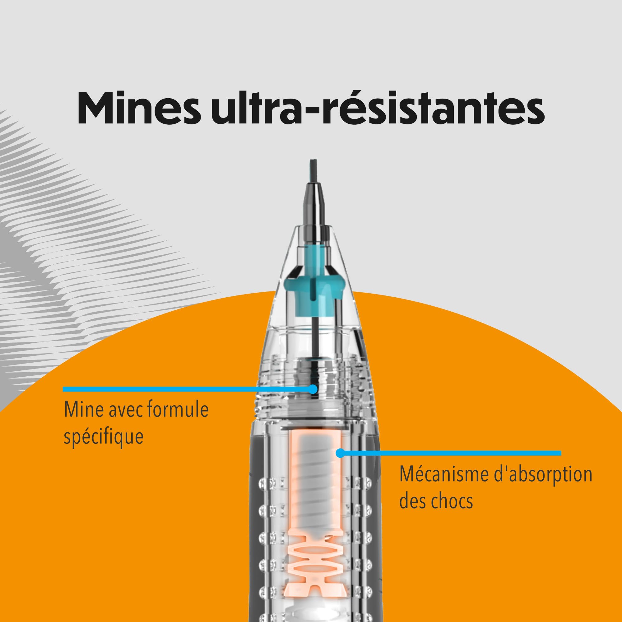 BIC Break Resistant Porte-mines avec Gomme Rétractable et Mine Infusée de Nano-Diamants - Lot de 12