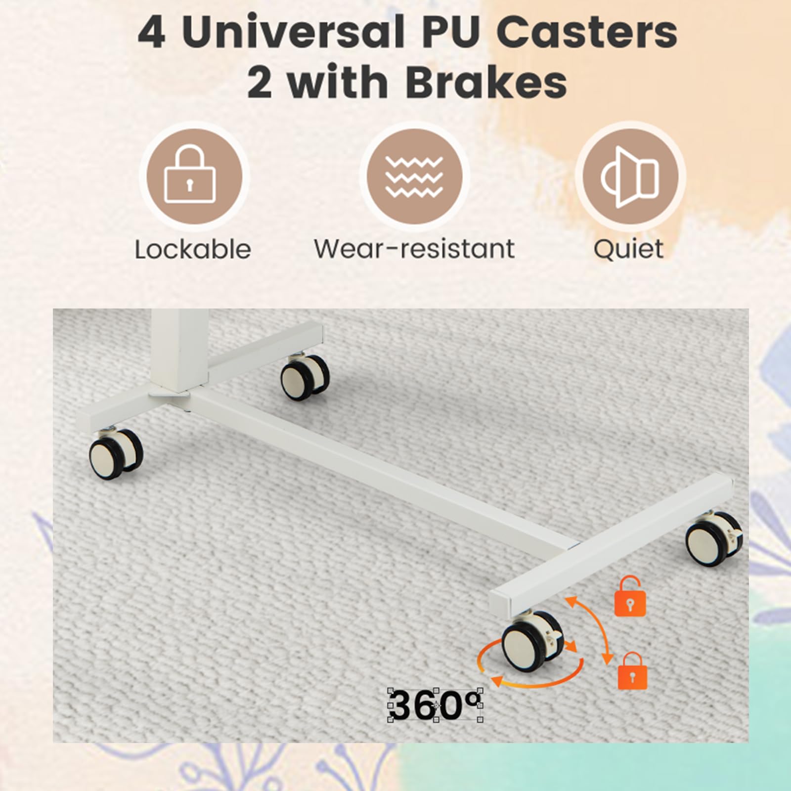 LIFEZEAL Mesa en Forma de C, Mesa Auxiliar Regulable con Palanca neumática, Altura Ajustable 74-108 cm, Mesa Lateral con 4 Ruedas para salón, Cocina, Comedor, MAX 75 kg