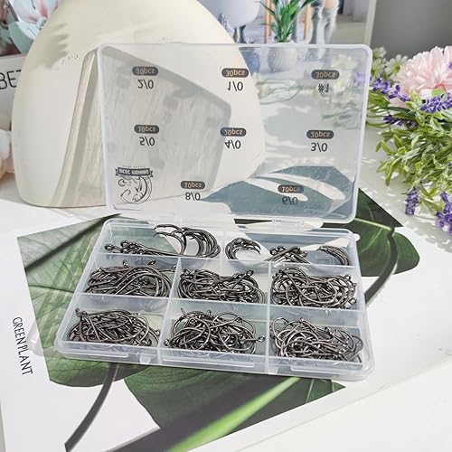 Miniatura 7 de UCEC Ganchos circulares de pesca, 2 ganchos circulares fuertes desplazados para agua salada, acero de alto carbono, pulpo, anzuelos de pesca de