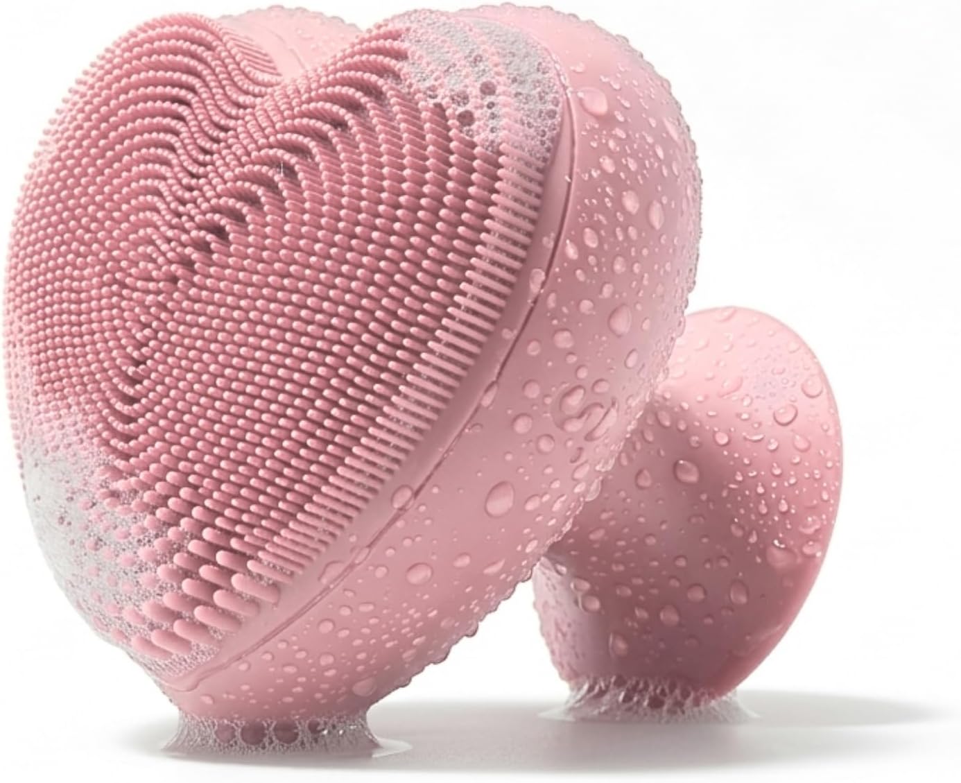 Heart Face Clean Pro⁺ - Electric Silicone Facial Scrubber for Acne with 7000+ Sonic Pulses - IPX7 Waterproof Rechargeable Exfoliator with Slip-Free Grip, 3 Speed Settings & Phthalate-Free - Rose