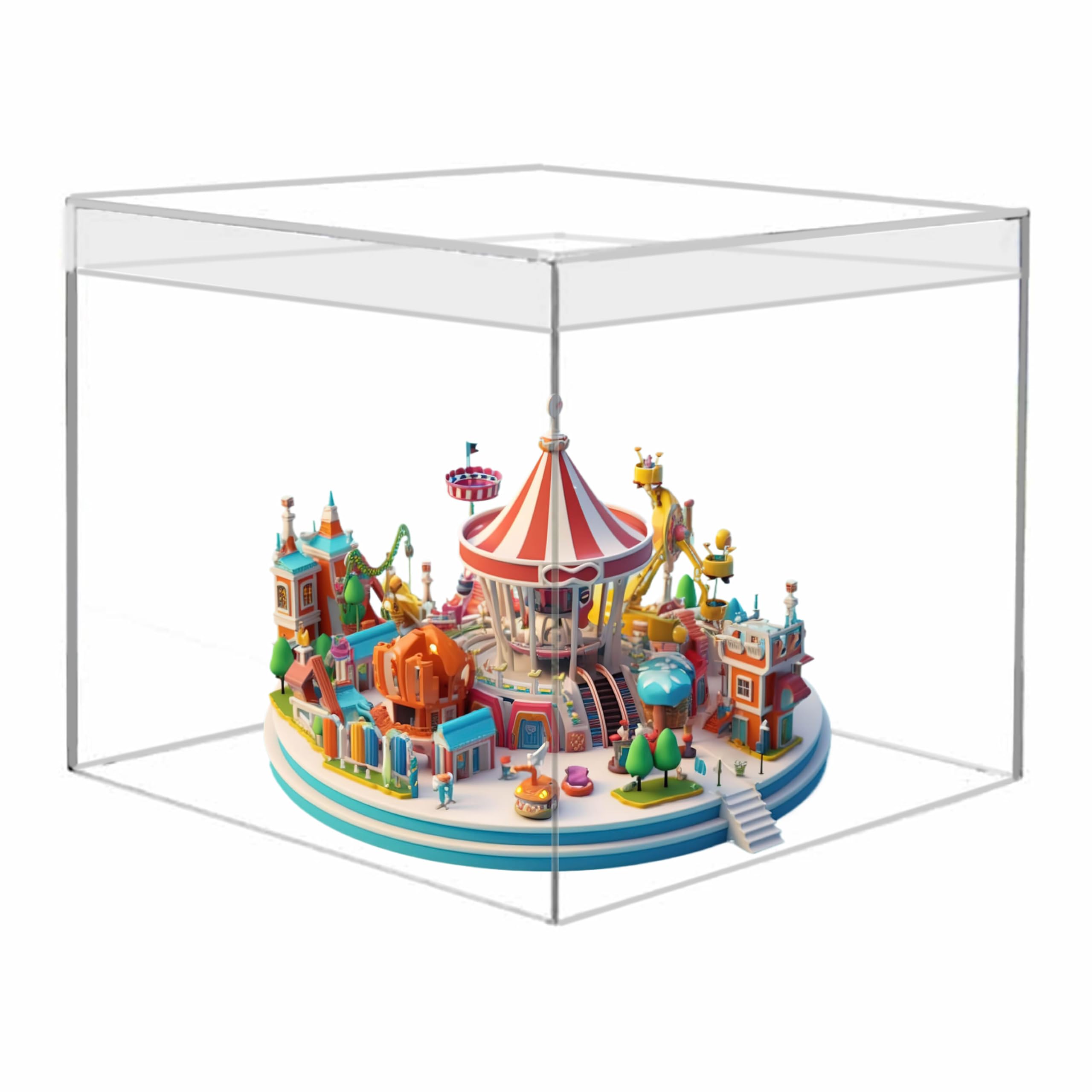 TUKA-i-AKUT 20x20x20 cm Vitrine Acrylique de Présentoir Forme de Cube, 5 faces avec Couvercle, Transparent Boîte Cadeau, Boîte Rangement Collections Musées Bijoux Jouets Décorations Cadeaux, TKD8254