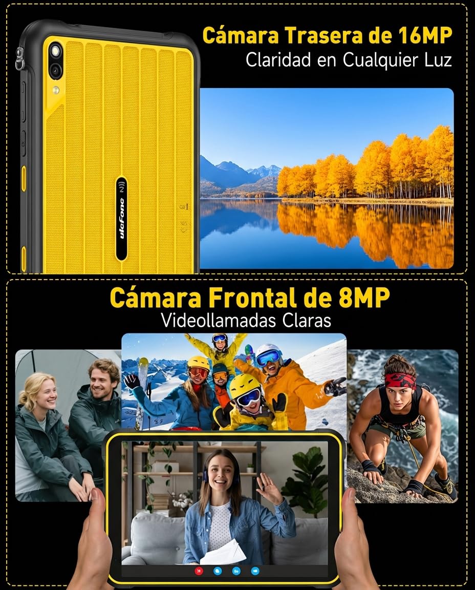 Ulefone RugKing Pad Pro Android 16 Rugged Tablet 8.68 Pulgadas/90Hz, Tablet Rugerizada 16GB+128GB ROM/2TB Tablets Gaming, Batería 7100mAh, 16MP Cámara/Octa-core/Dual SIM 4G/eSIM/NFC/Garantía de 2 años
