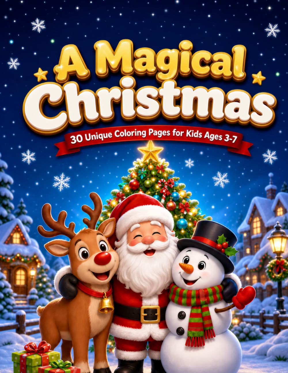 A Magical Christmas Coloring Book: Fun Christmas Coloring Adventure with Santa, Reindeer, Elves, and Cute Winter Animals