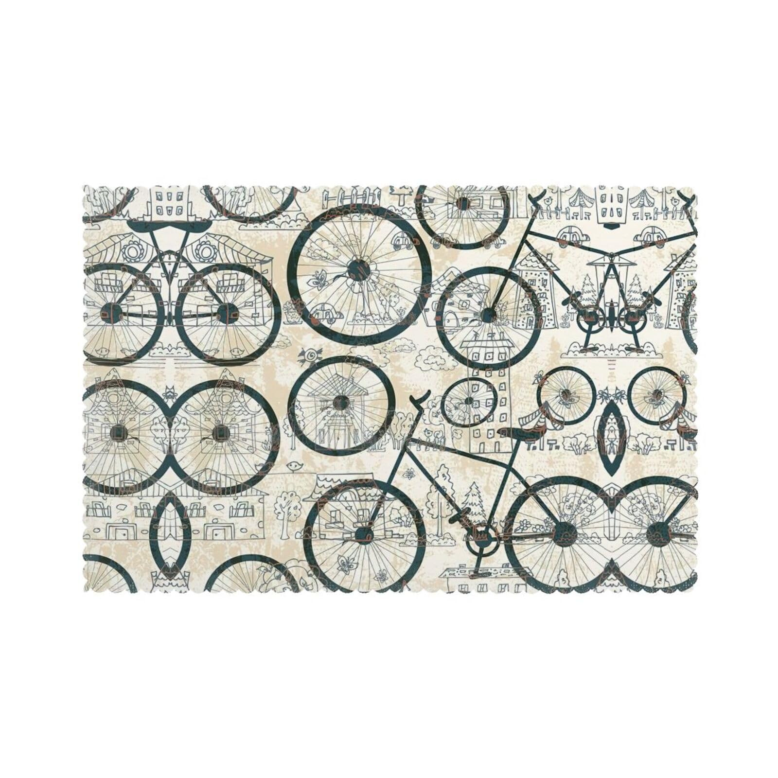 Sets de table motif vélo vintage pour un déjeuner convivial au jardin