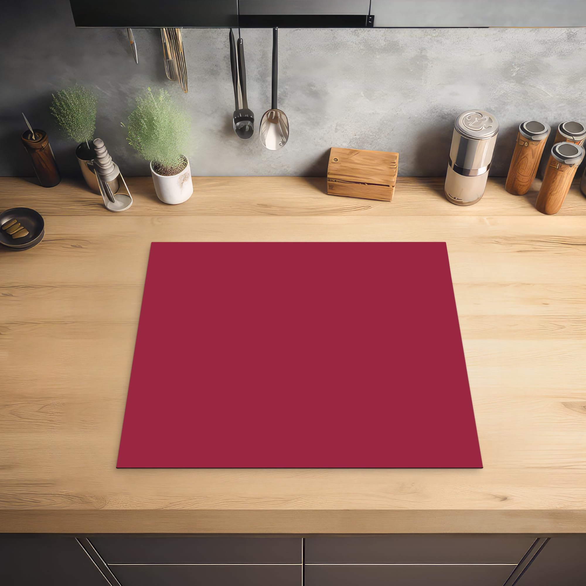 MuchoWow Inductiebeschermer - Inductie mat - Vinyl - Bruin - Rood - Kleur - 71x52 cm - Inductie beschermer