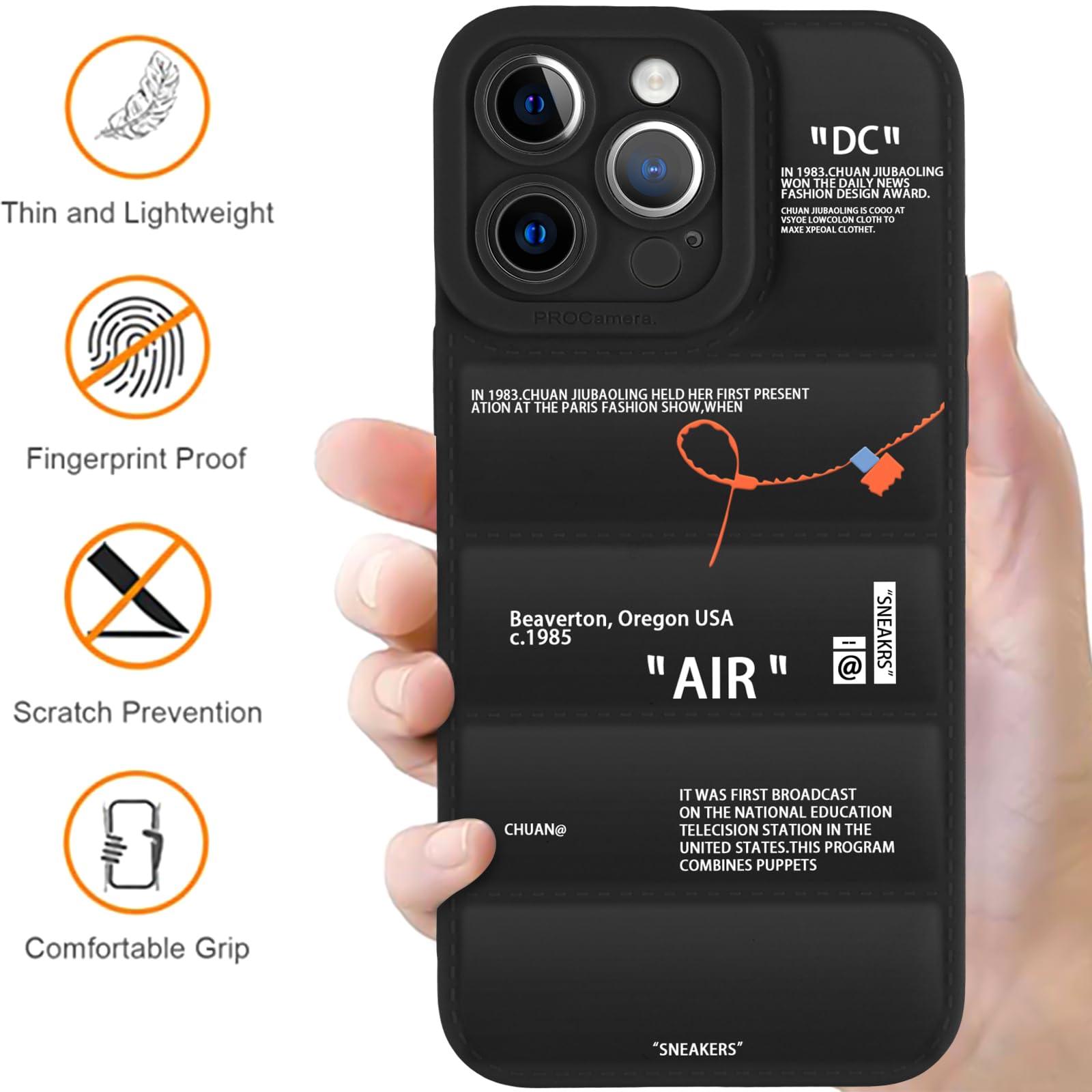 nurkorki [2 Confezioni Puffer Cover per iPhone 11 Pro 5,8,Soft Touch, Custodia in TPU con Protezione, Moda Ins Off Sports Shoes White or Black Label Disegni Morbido Silicone Antiurto Case