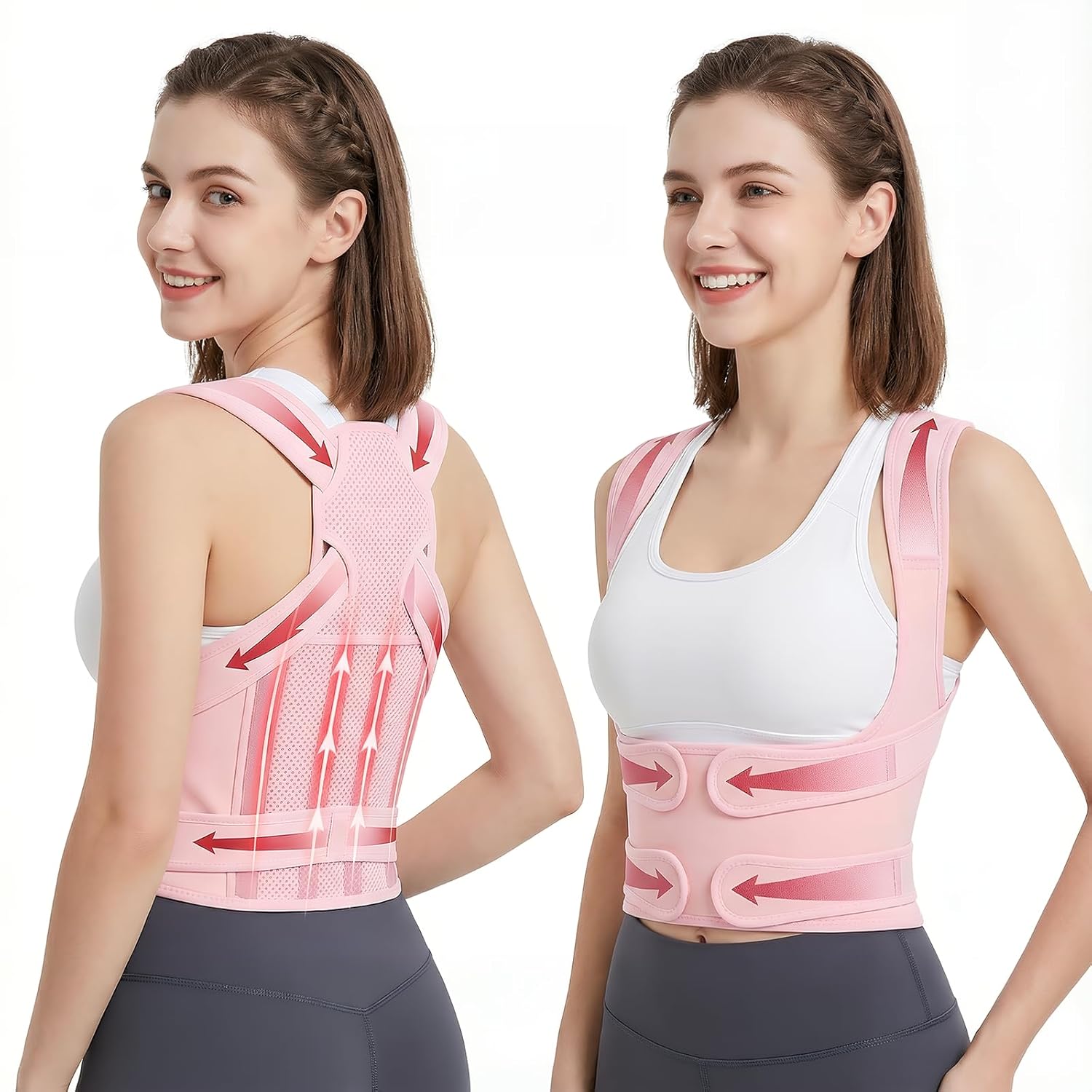 Posture Corrector for Women, Back Brace for Upper Back Support, Adjustable Back Straightener with Breathable Fabric, Comfortable Shoulder Support for Improved Posture & Confidence - Size M